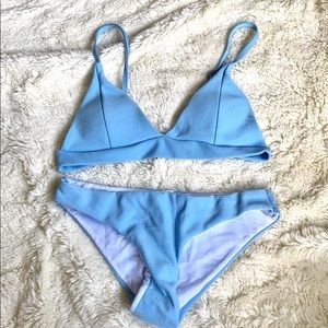Baby Blue Ribbed Bikini